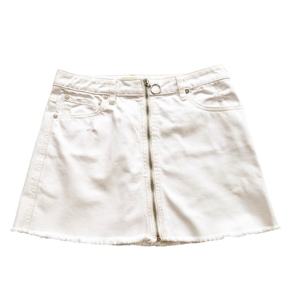 We The Free Zip It Up White Denim Mini Skirt Size 27‎